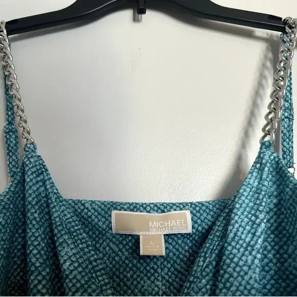 NWT Michael Kors Twist Chain Strap Camisole Dress, Blue, Women's Large - Picture 5 of 7